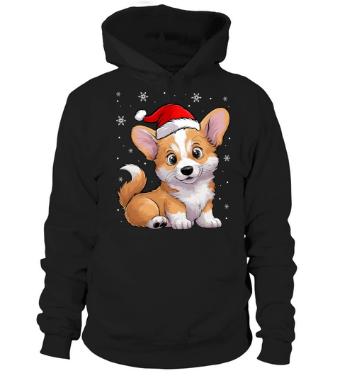 adorable corgi dog wearing santa hat Hoodie Unisex