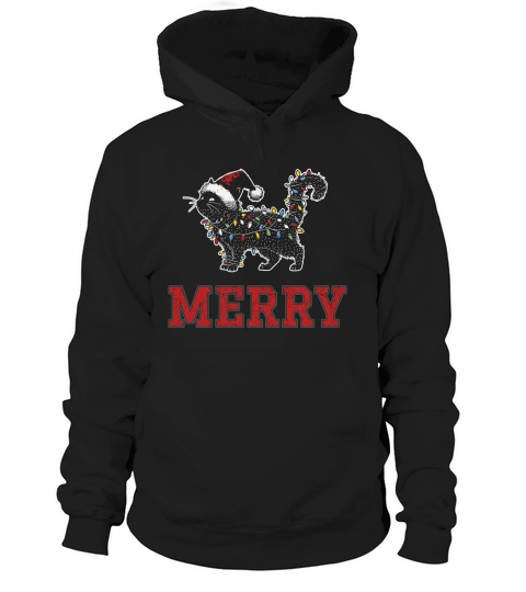 MERRY CAT WRAPPED BY CHRISTMAS LIGHTS D Color 1 Hoodie Unisex