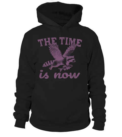 Now Is The Time Raccoon Flying L Purple Hoodie Unisex