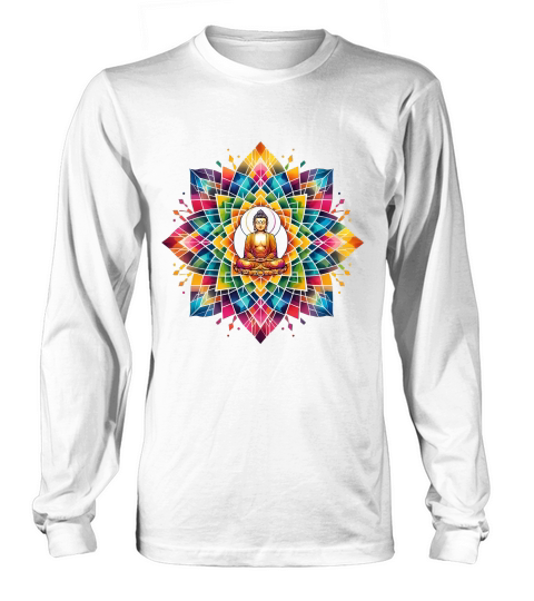 Buddha in Rainbow Mandala Yoga Long sleeved Unisex