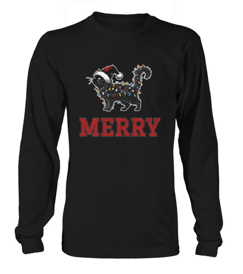 MERRY CAT WRAPPED BY CHRISTMAS LIGHTS D Color 1 Long sleeved Unisex