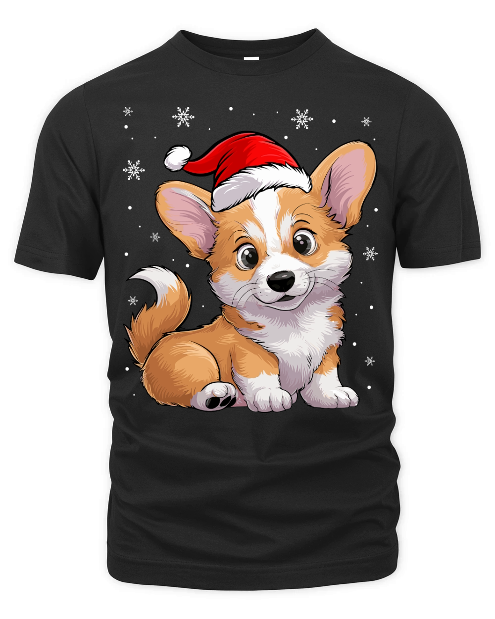 adorable corgi dog wearing santa hat Organic Unisex T-shirt