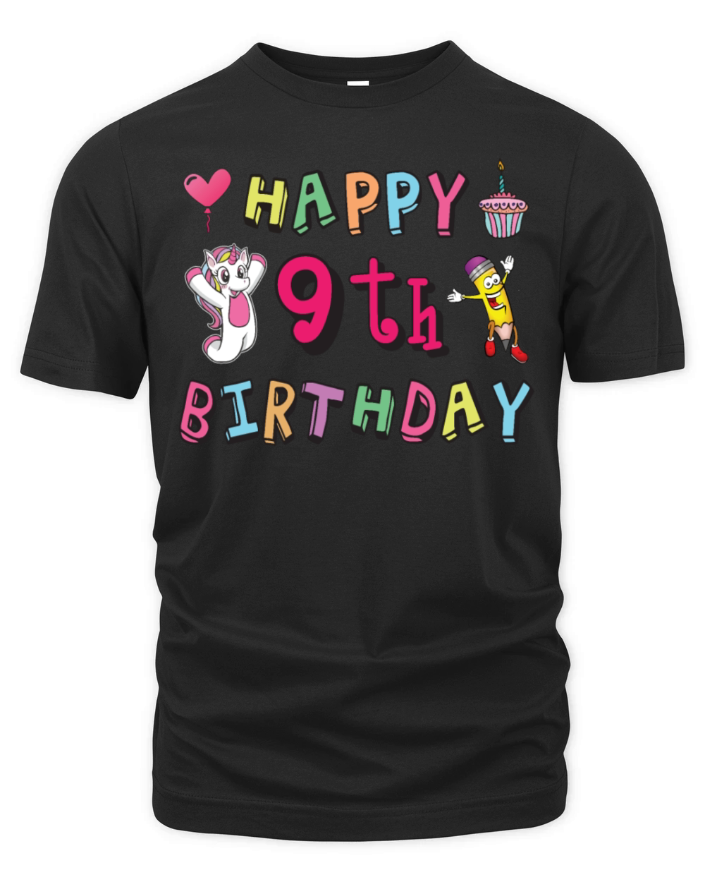 Happy 9th Birthday for 9 year old Kids B-day Organic Unisex T-shirt