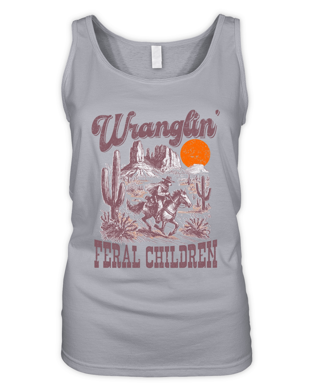 Raccoon Cowboy L Color Retro Purple Organic Women's Tank Top