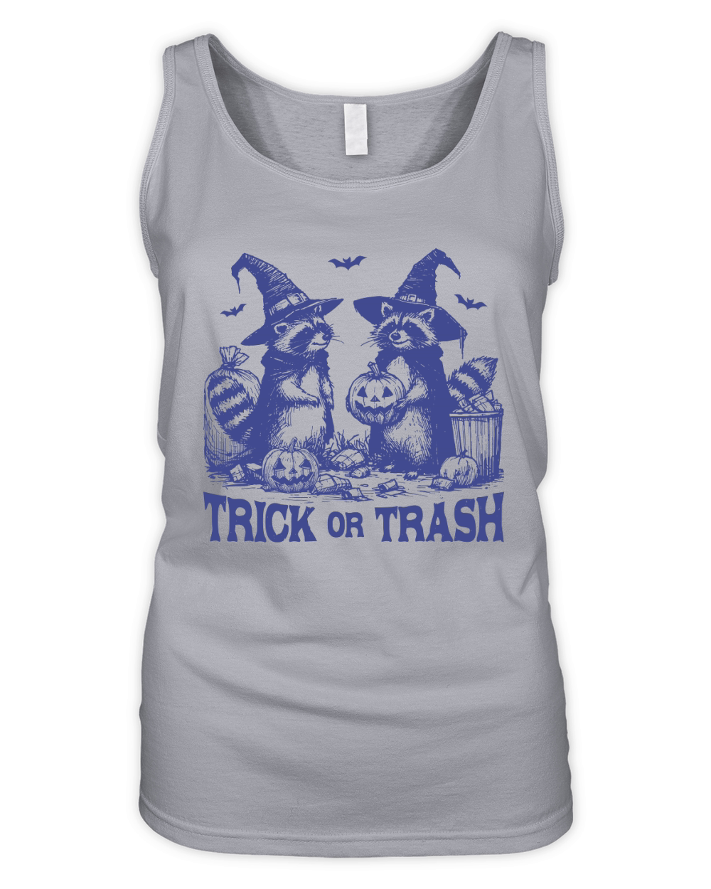 Trick Or Trash Halloween L vBlue Organic Women's Tank Top