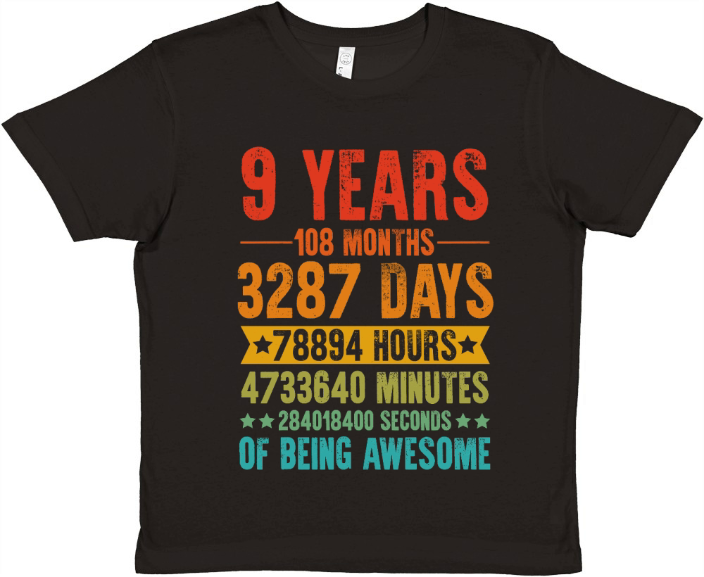 9 Years 108 Months Of Being Awesome Birthday T Shirt Design (1) Premium Kids Crewneck T-shirt