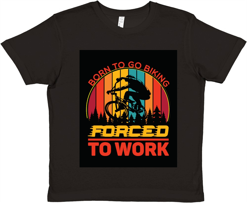 born to go biking forced to work camping 2 Premium Kids Crewneck T-shirt