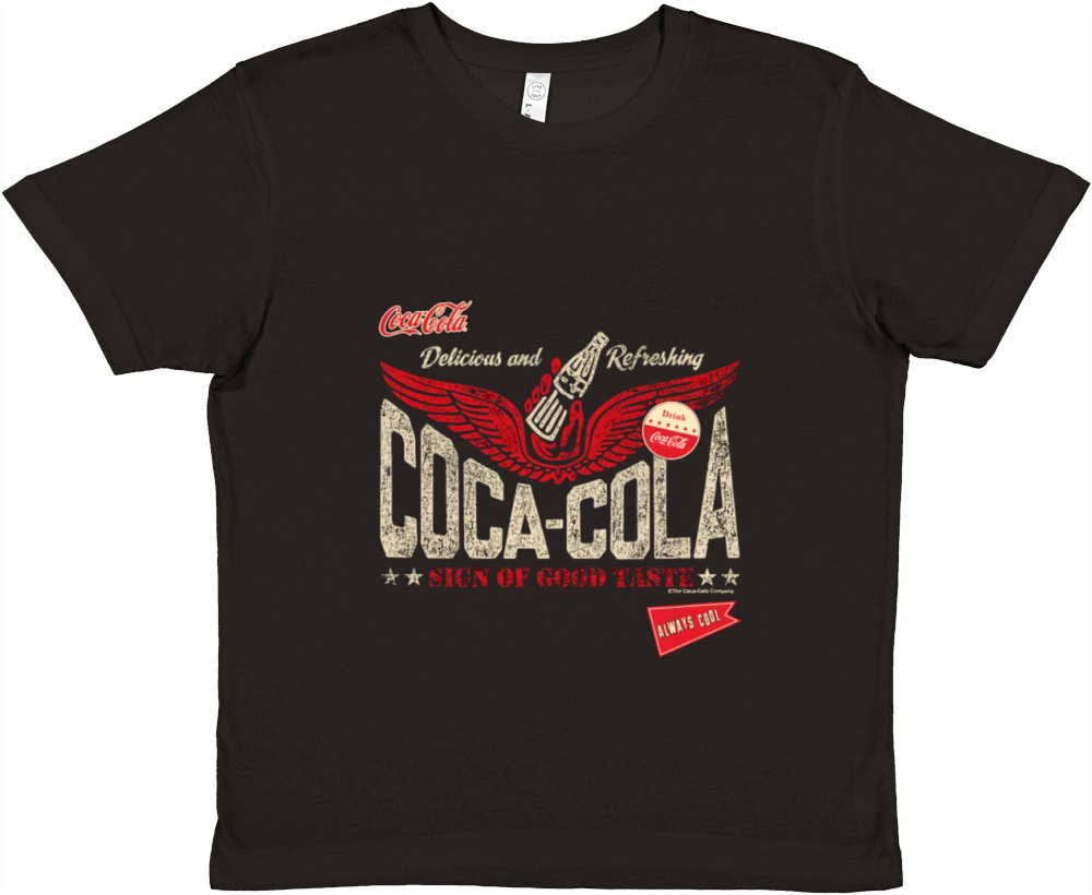 Coca-Cola Sign Of Good Taste Wings Vintage Logo Premium Kids Crewneck T-shirt