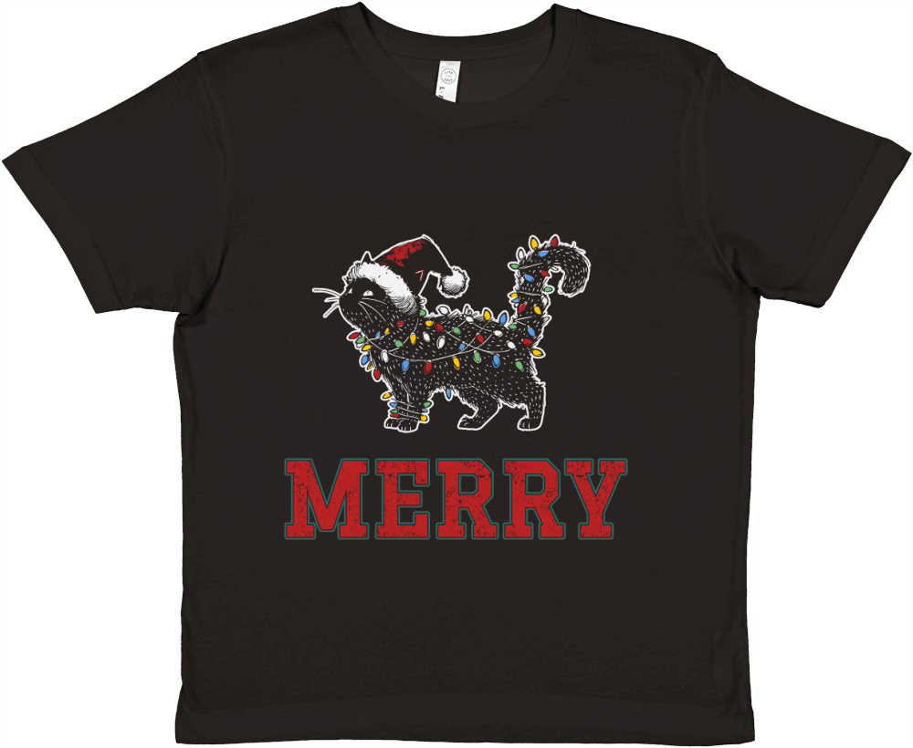 MERRY CAT WRAPPED BY CHRISTMAS LIGHTS D Color 1 Premium Kids Crewneck T-shirt