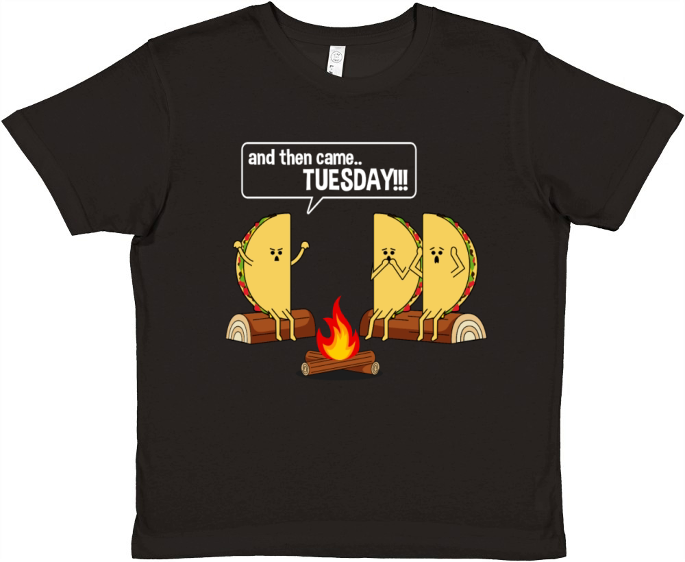 Taco Tells Scary Campfire Story About Tuesdays Funny Graphic Premium Kids Crewneck T-shirt