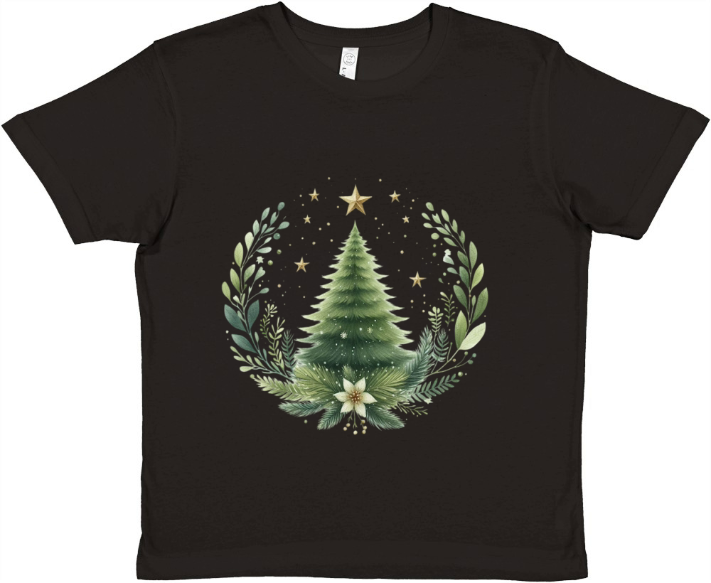 Watercolor Christmas tree Clipart 03 Premium Kids Crewneck T-shirt