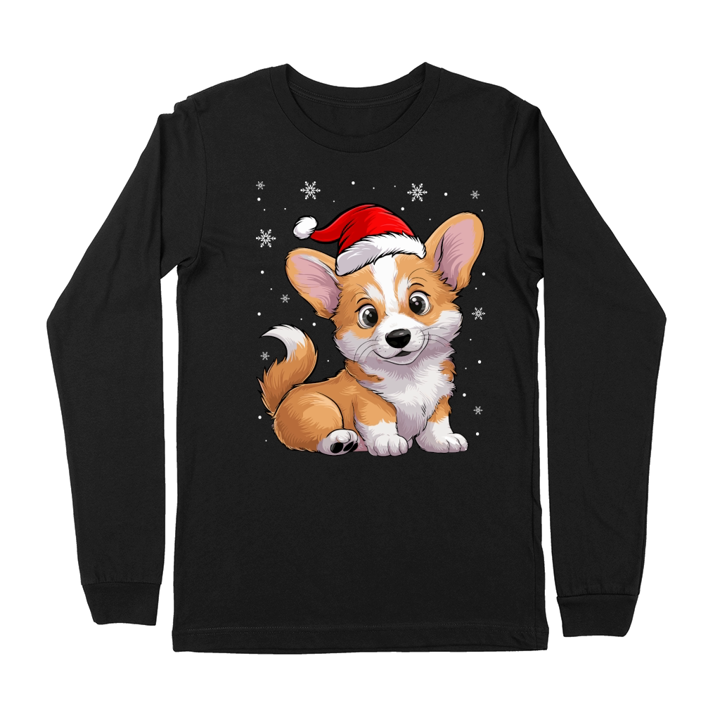 adorable corgi dog wearing santa hat Premium Long Sleeve