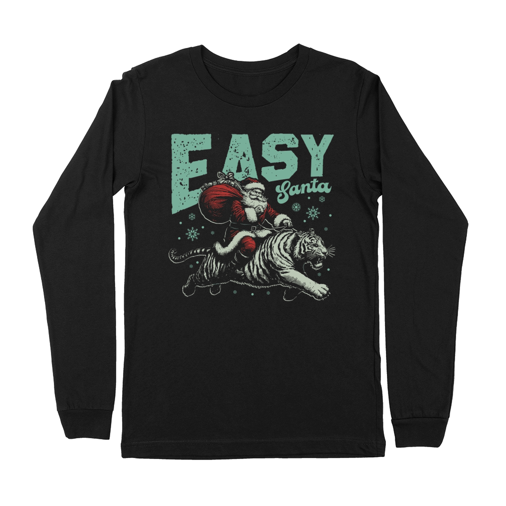 Easy Santa Riding Tiger D Retro Green REd Premium Long Sleeve