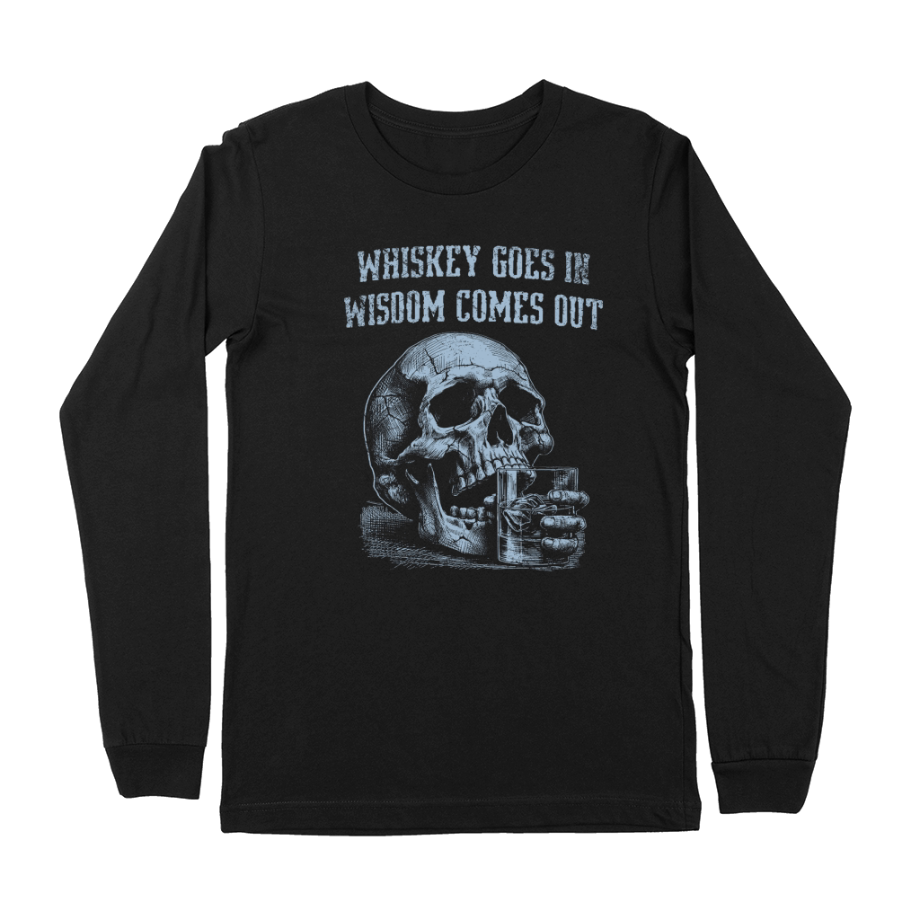 Skull Whiskey Goes In D Grey GR Premium Long Sleeve