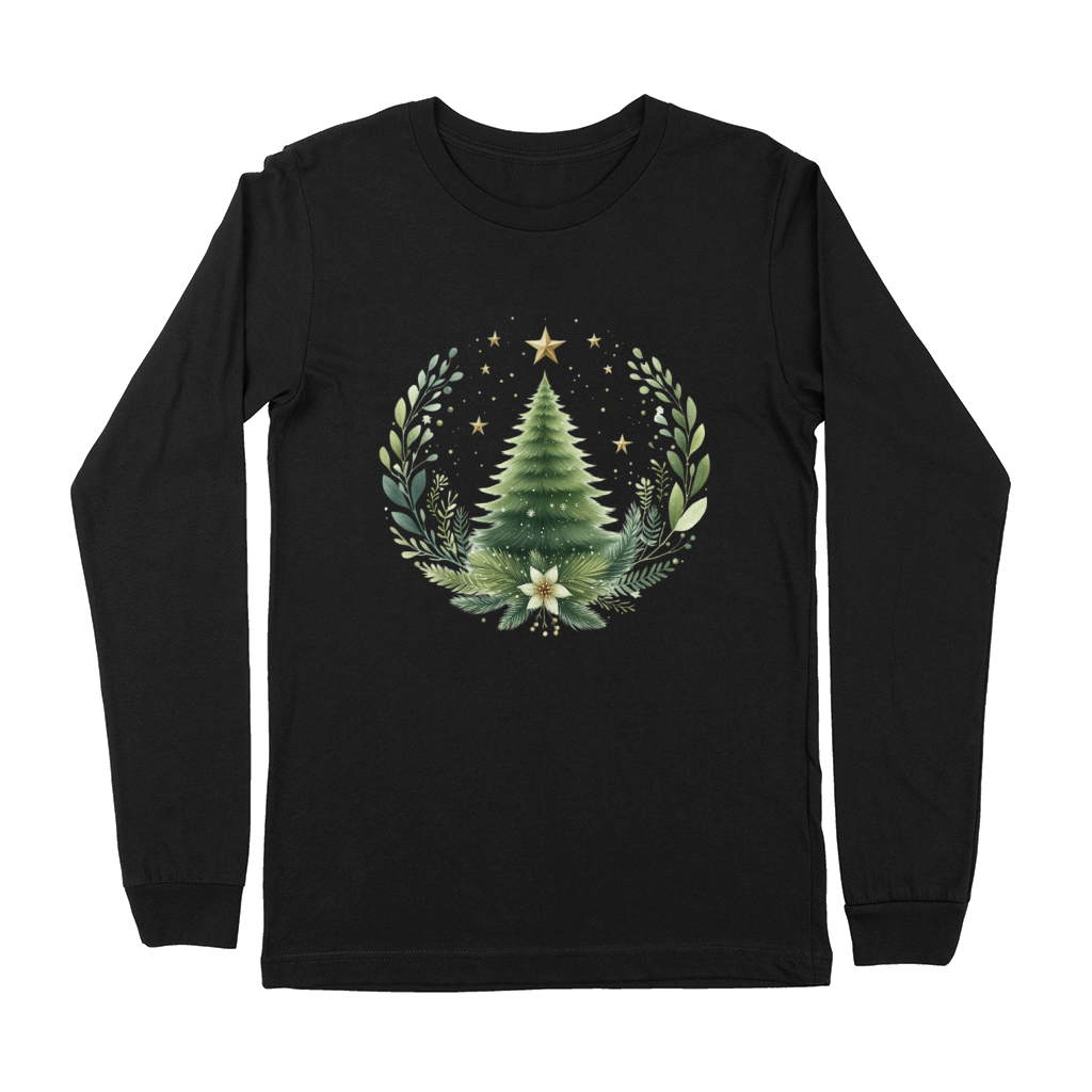 Watercolor Christmas tree Clipart 03 Premium Long Sleeve