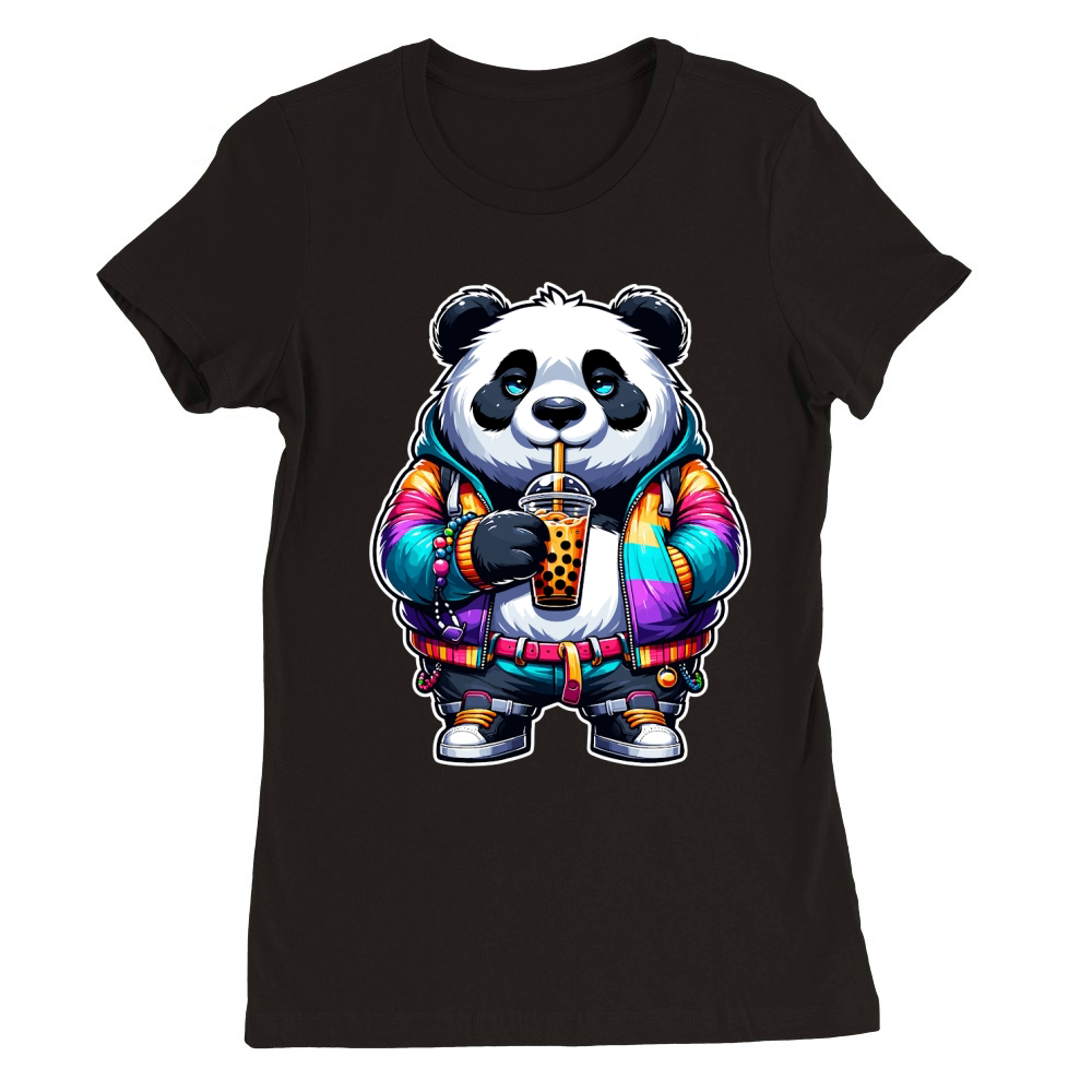 panda BOBA TEA 1 Premium Womens Crewneck T-shirt
