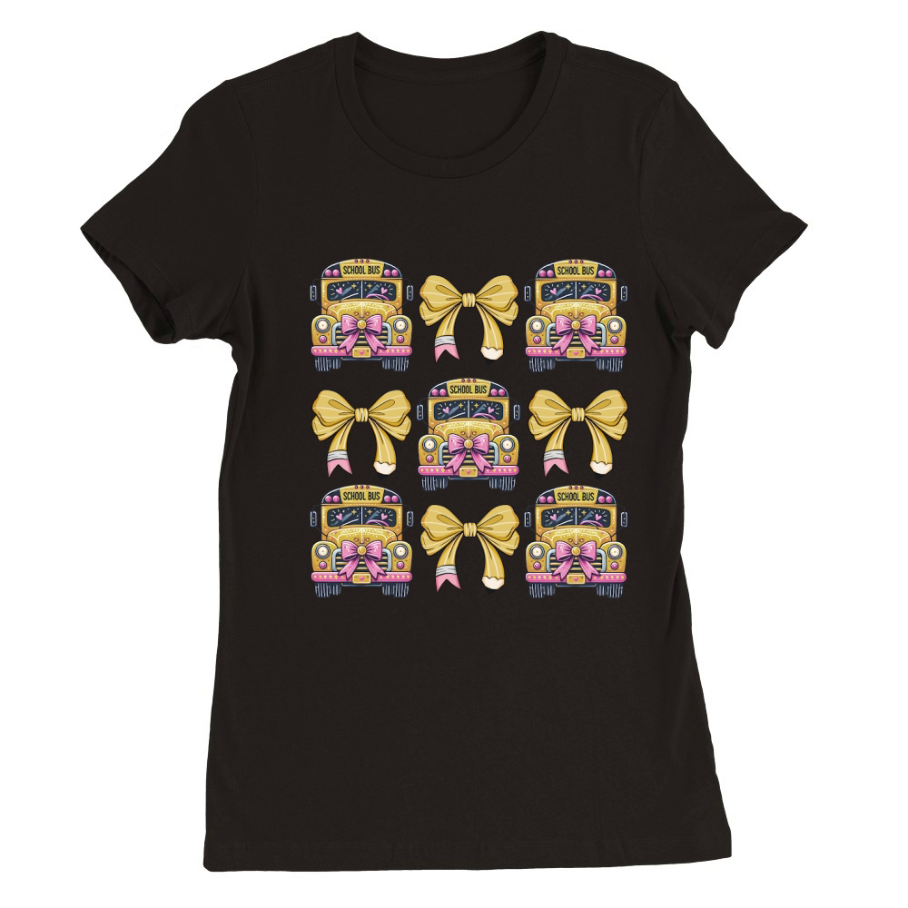 School Bus Coquette Bow 4 Premium Womens Crewneck T-shirt