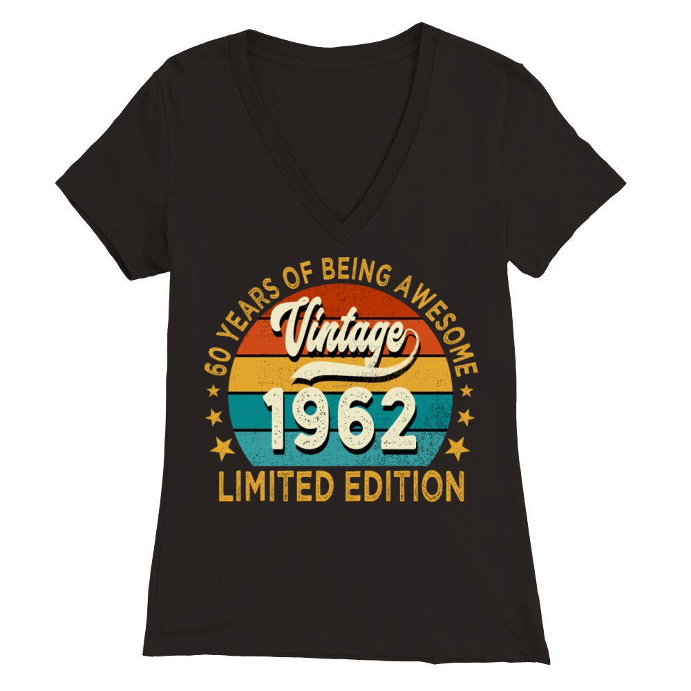 1962 Vintage Birthday Gift Limited Edition 60th Premium Womens V-Neck T-shirt