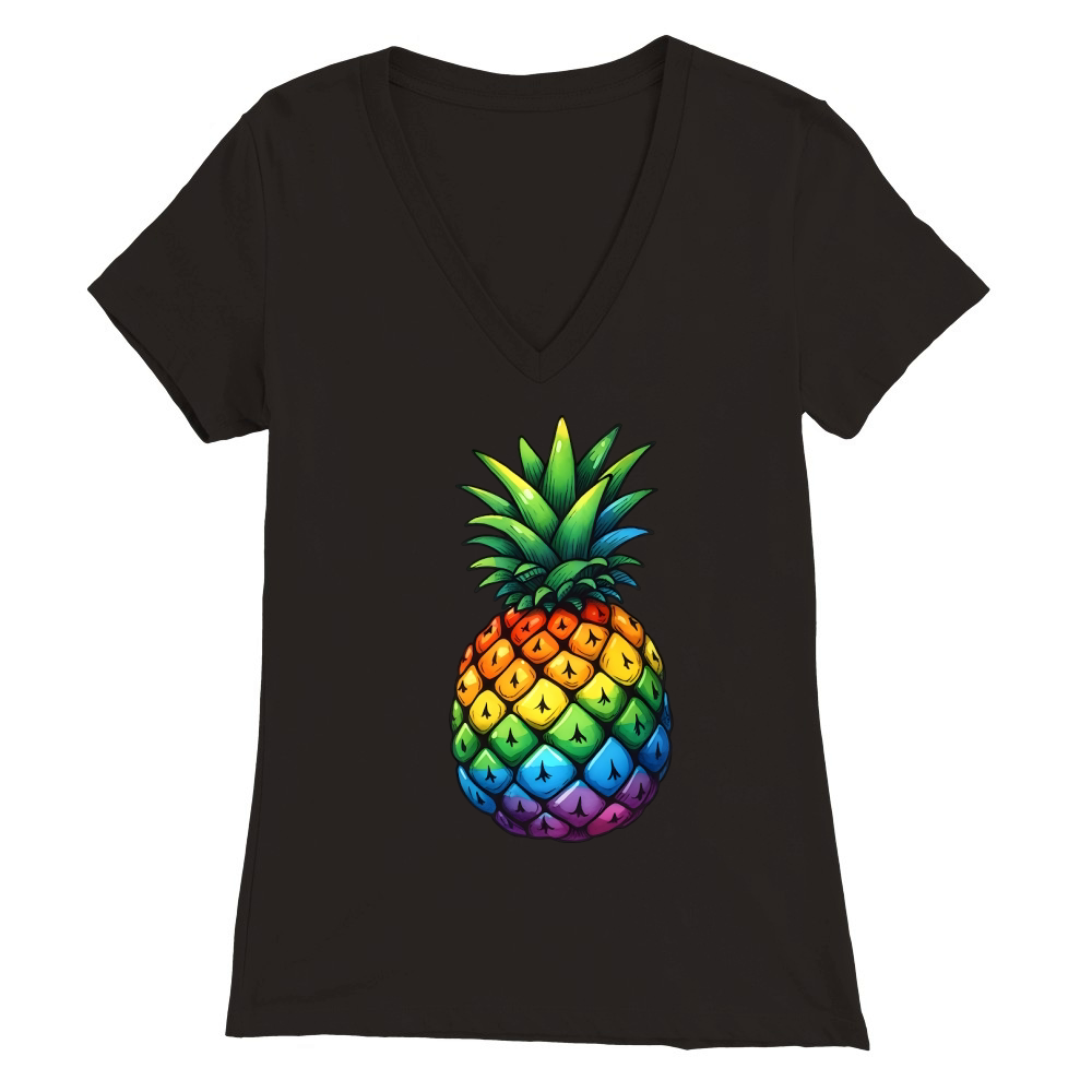 Colorful Pineapple Premium Womens V-Neck T-shirt