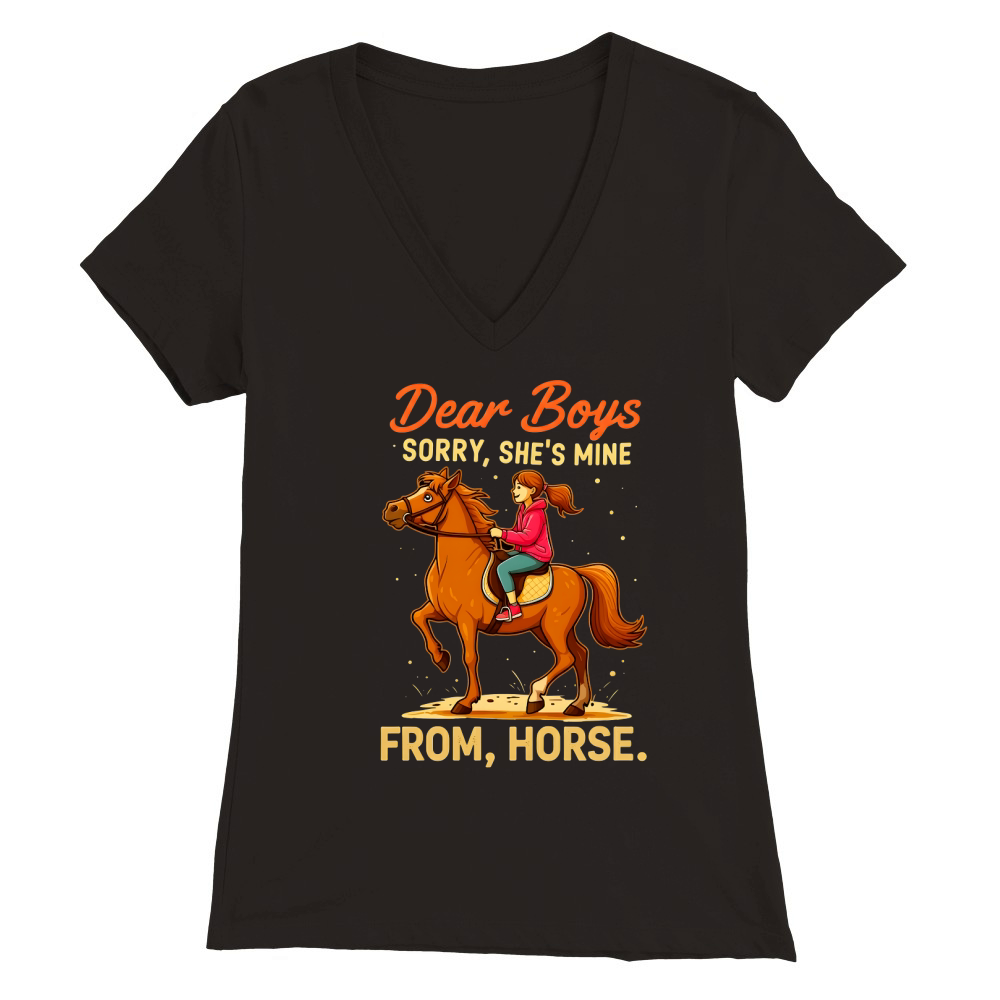 Dear Boys Sorry,Shes Mine From,Horse Premium Womens V-Neck T-shirt