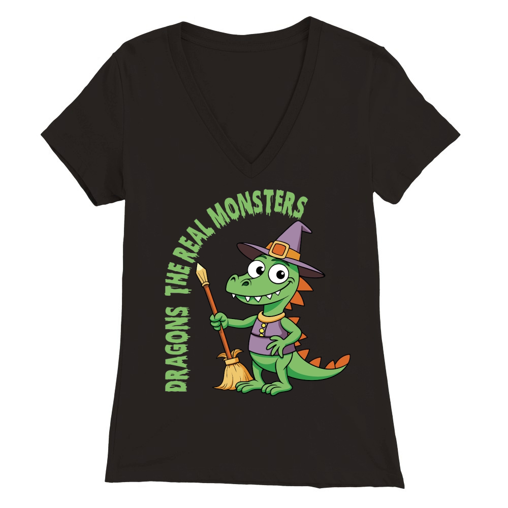Dragons the real monsters Premium Womens V-Neck T-shirt