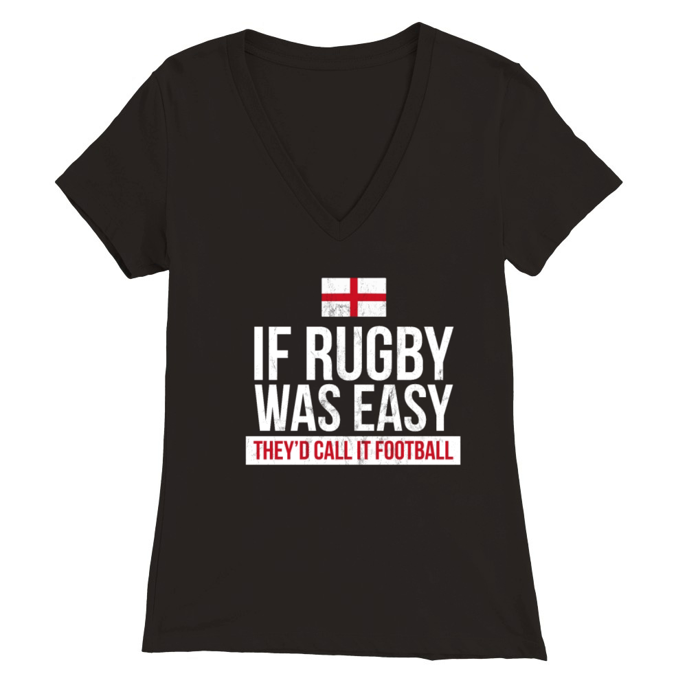 Funny England Rugby - English Rugby Premium Womens V-Neck T-shirt