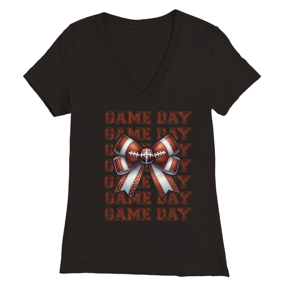Game day Bow 2 Premium Womens V-Neck T-shirt
