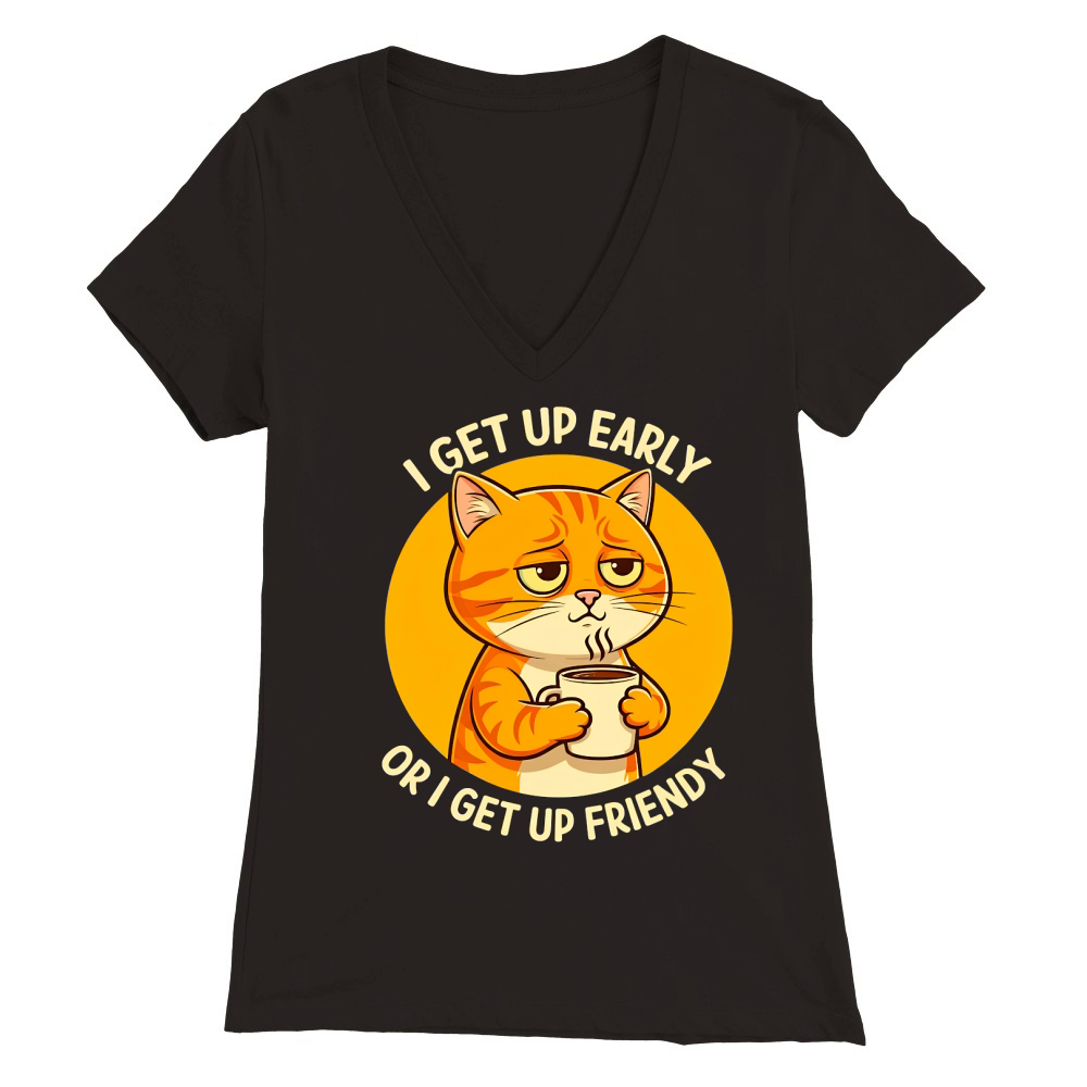 I Get Up Early Or I Get Up Friendy Premium Womens V-Neck T-shirt