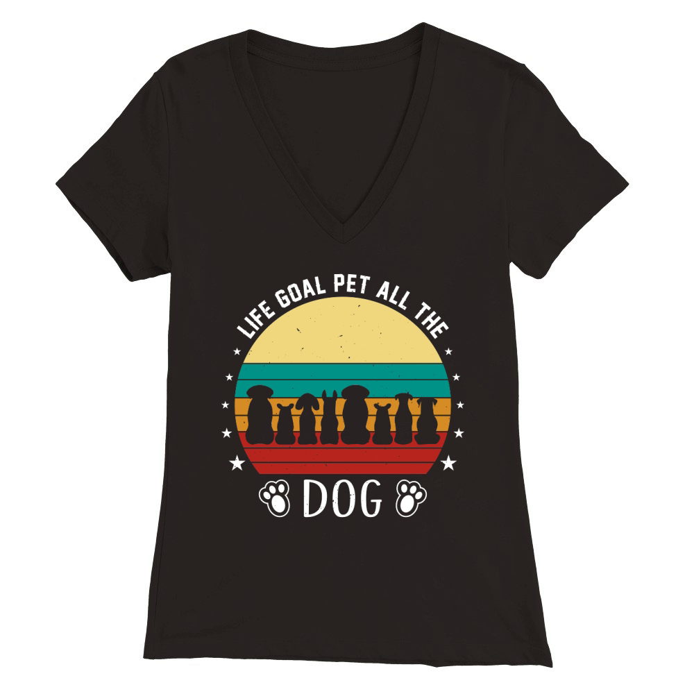 Life Goal Pet All The Dogs Vintage Premium Womens V-Neck T-shirt