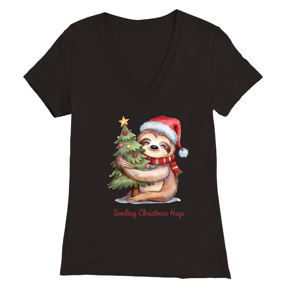 Sending Christmas Hugs Vintage Christmas 02 Premium Womens V-Neck T-shirt