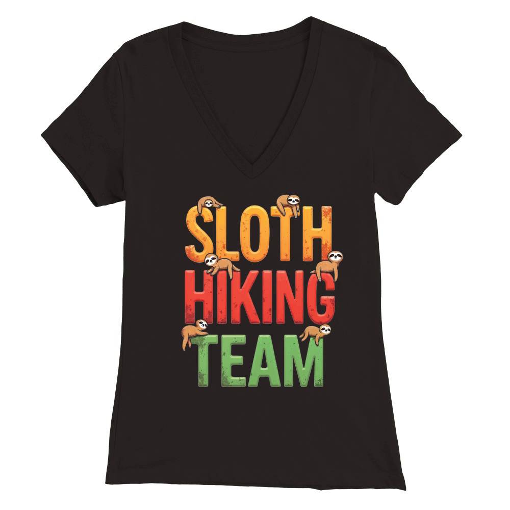 Sloth hiking team Premium Womens V-Neck T-shirt
