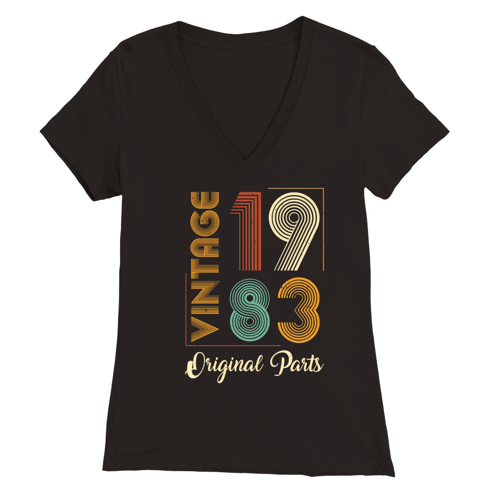 Vintage 1983 Original Parts Birthday (1) Premium Womens V-Neck T-shirt