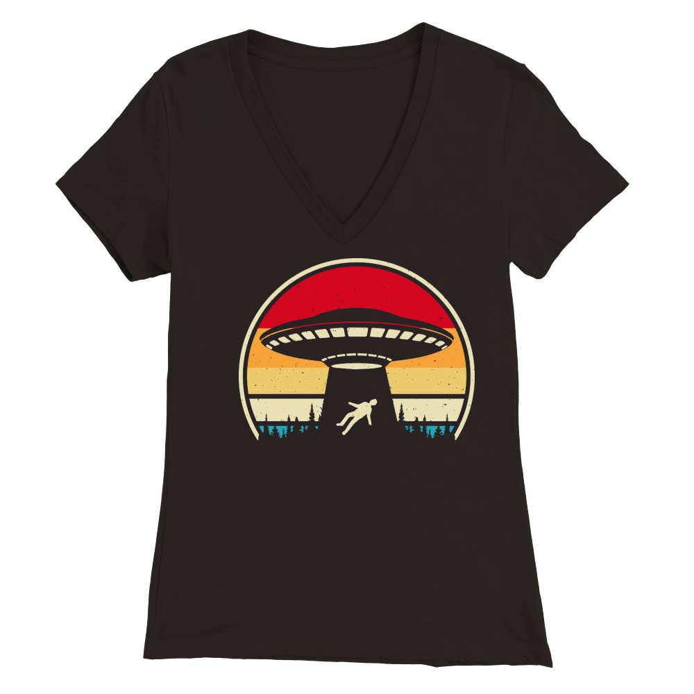 Vintage UFO Alien 10 Premium Womens V-Neck T-shirt