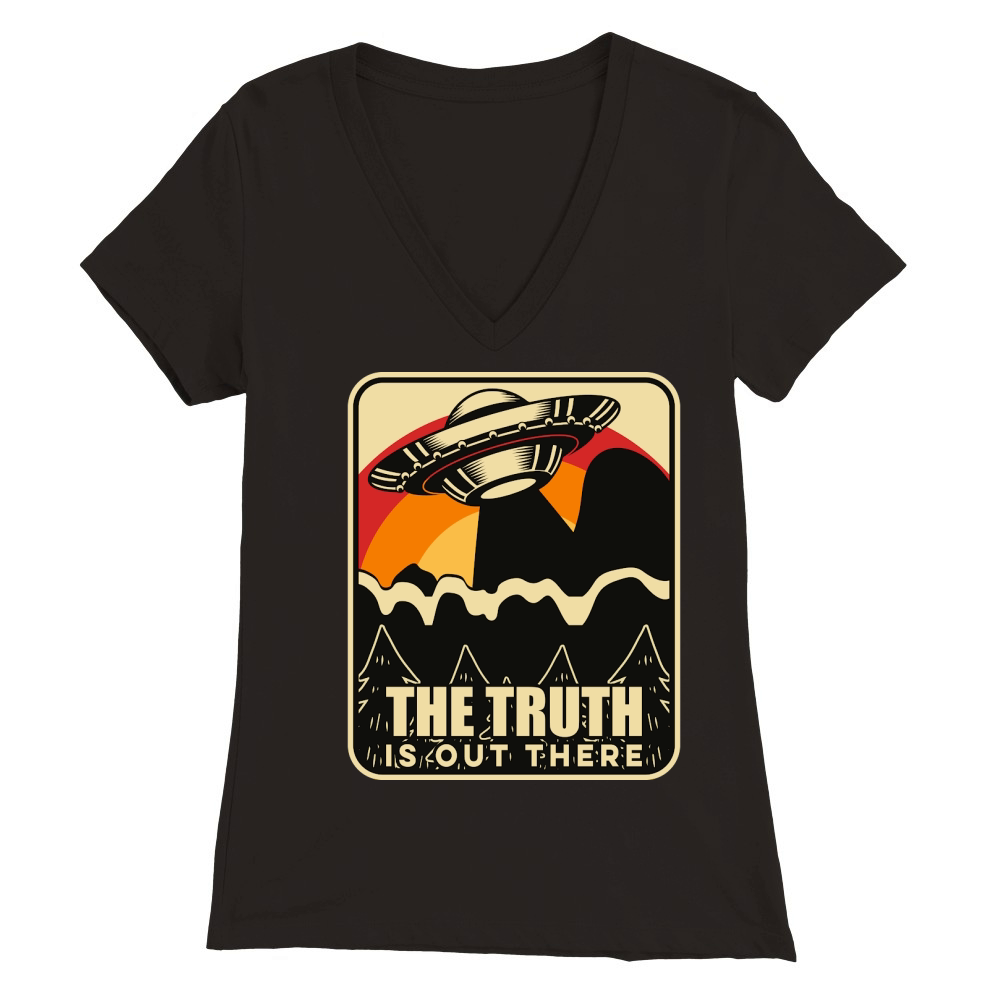 Vintage UFO Alien the Truth is out there Premium Womens V-Neck T-shirt