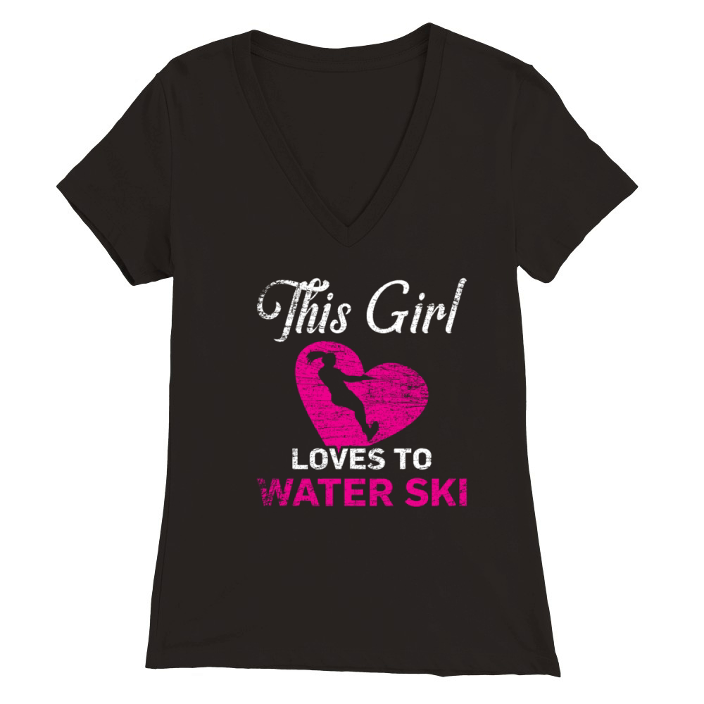 Water ski Girl Premium Womens V-Neck T-shirt