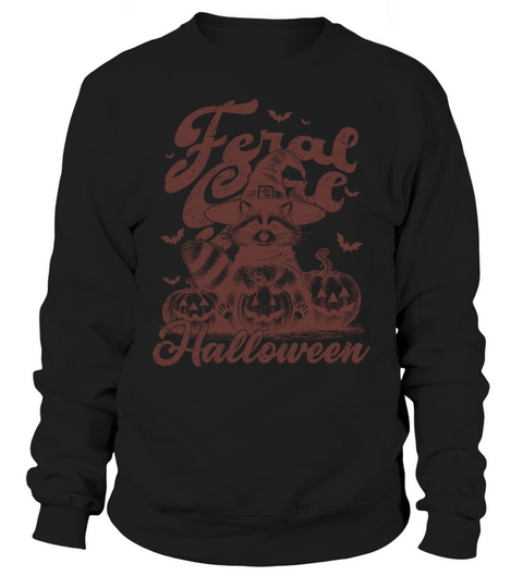 Feral Girl Halloween Raccoon L Brown Sweatshirt Unisex