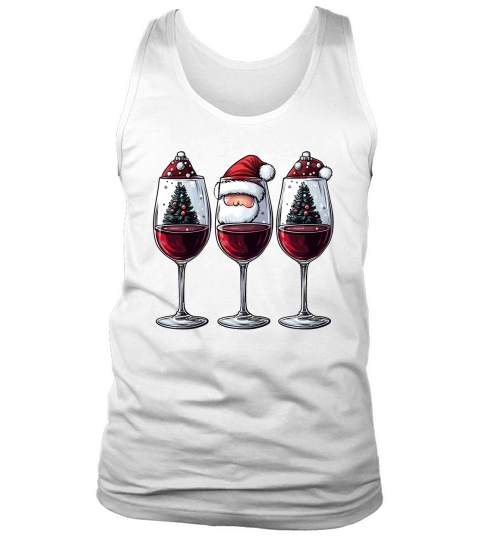 Christmas wine glasses sublimation Tank Top Unisex