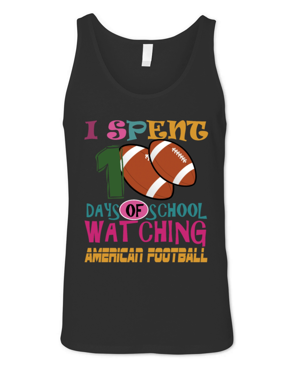 100 days of school watching american football Unisex Jersey Tank