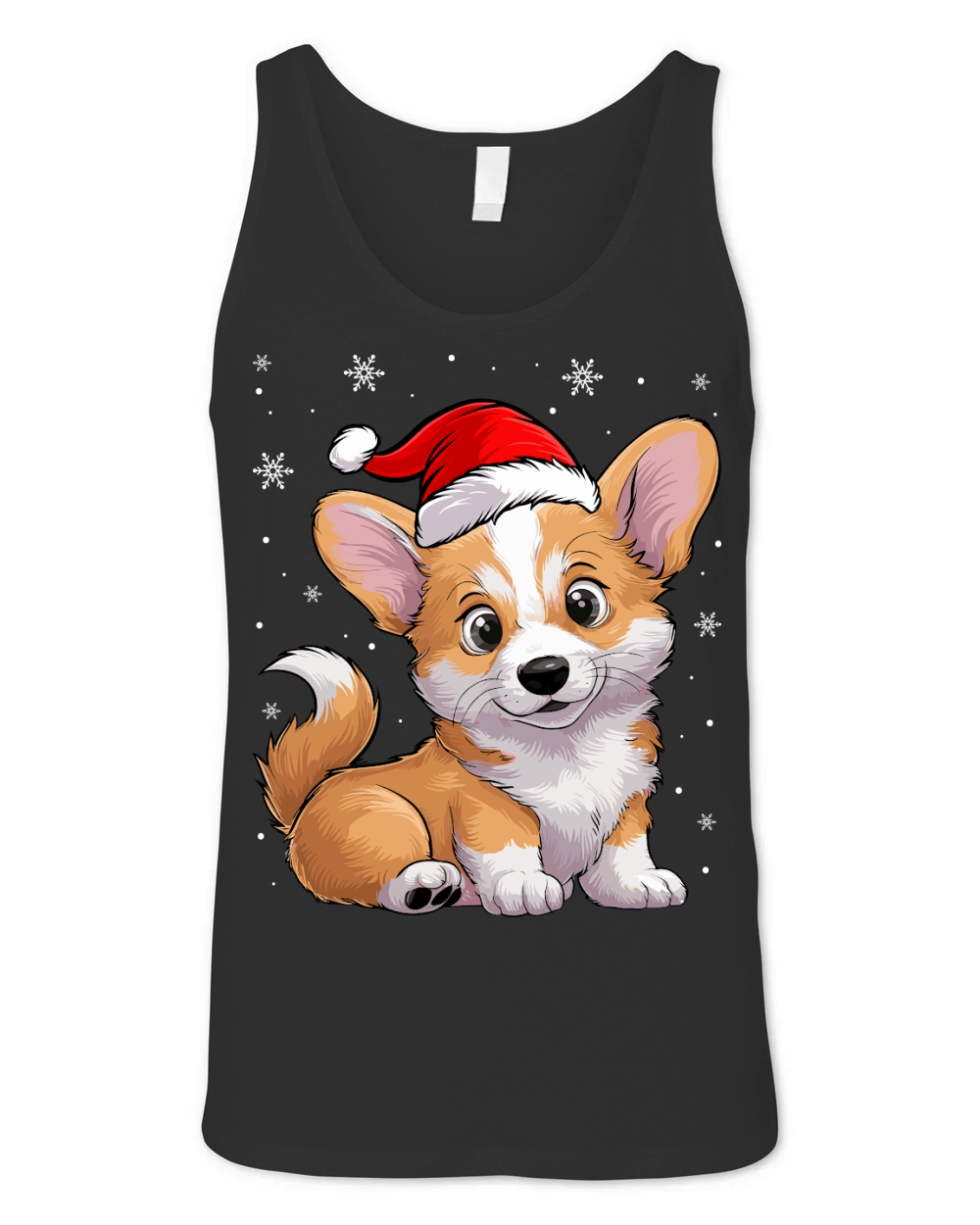 adorable corgi dog wearing santa hat Unisex Jersey Tank