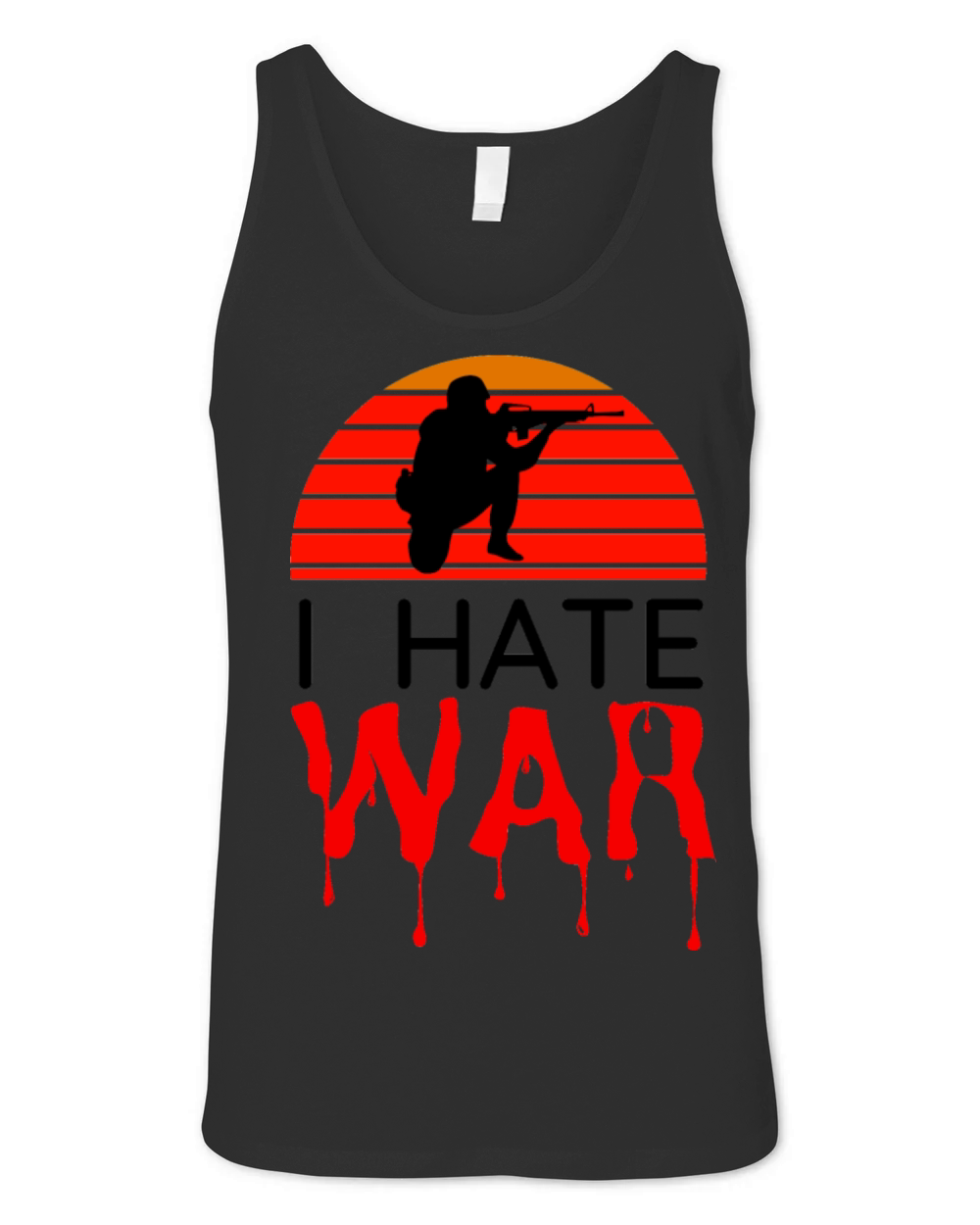 Hate war bloody text retro vintage design Unisex Jersey Tank