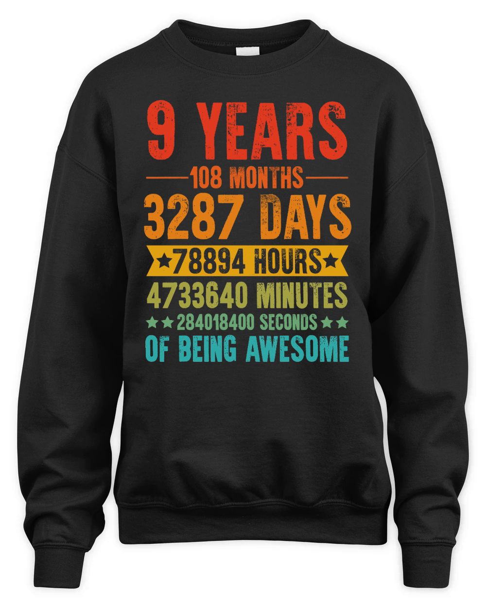 9 Years 108 Months Of Being Awesome Birthday T Shirt Design (1) Unisex Premium Crewneck Sweatshirt