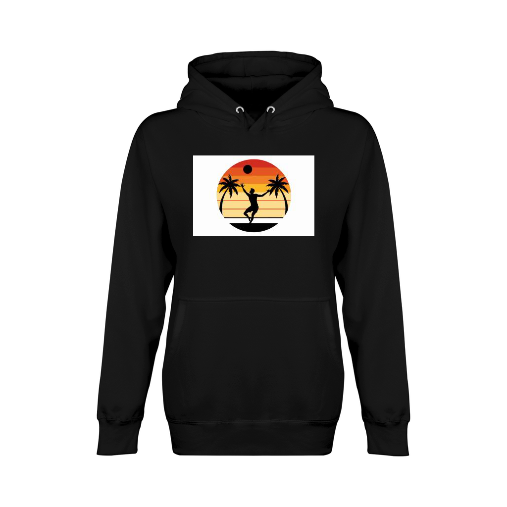 vibes t shirt design  black silhouette of volleyba (7) Unisex Premium Pullover Hoodie