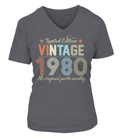 Birthday   Limited Edition Vintage 1980 V-neck T-Shirt Woman