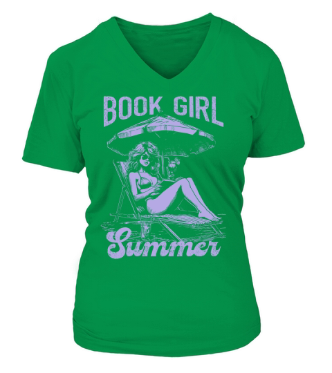 Book Girl Summer D Violet V-neck T-Shirt Woman