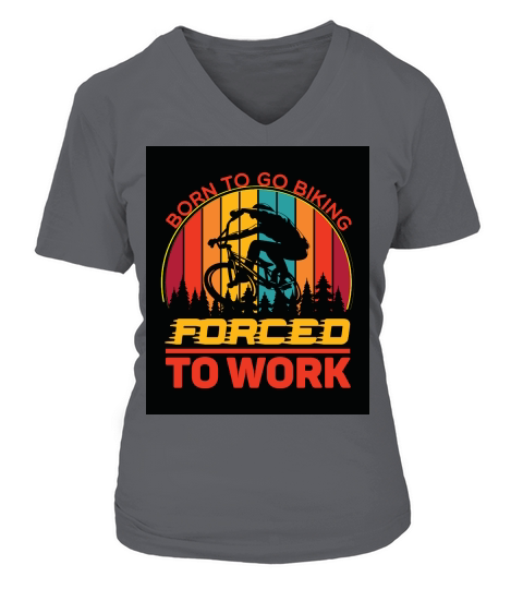 born to go biking forced to work camping 2 V-neck T-Shirt Woman