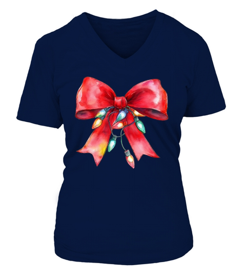 Christmas Bow 7 V-neck T-Shirt Woman
