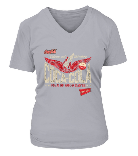 Coca-Cola Sign Of Good Taste Wings Vintage Logo V-neck T-Shirt Woman
