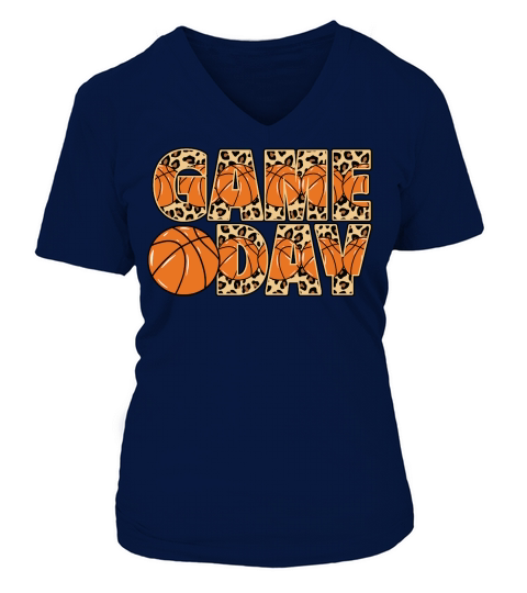 Game Day Leopard Basketball V-neck T-Shirt Woman