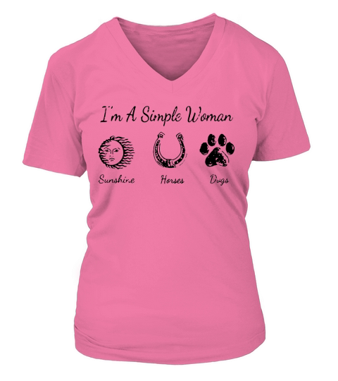 I’m A Simple Woman I Like Sunshine Horses And Dogs Shirt V-neck T-Shirt Woman