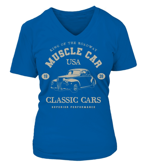 USA Vintage muscle cars tee poster graphics (1) V-neck T-Shirt Woman